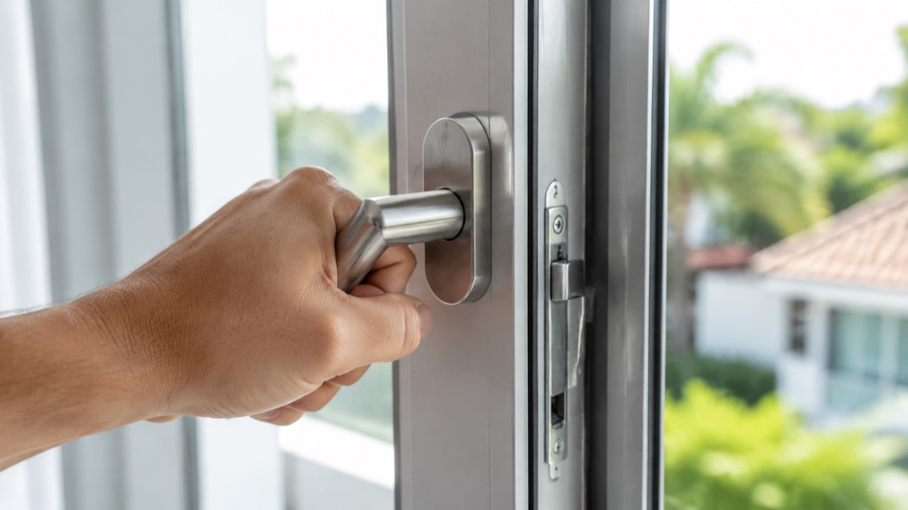 Hand locking a modern impact window handle